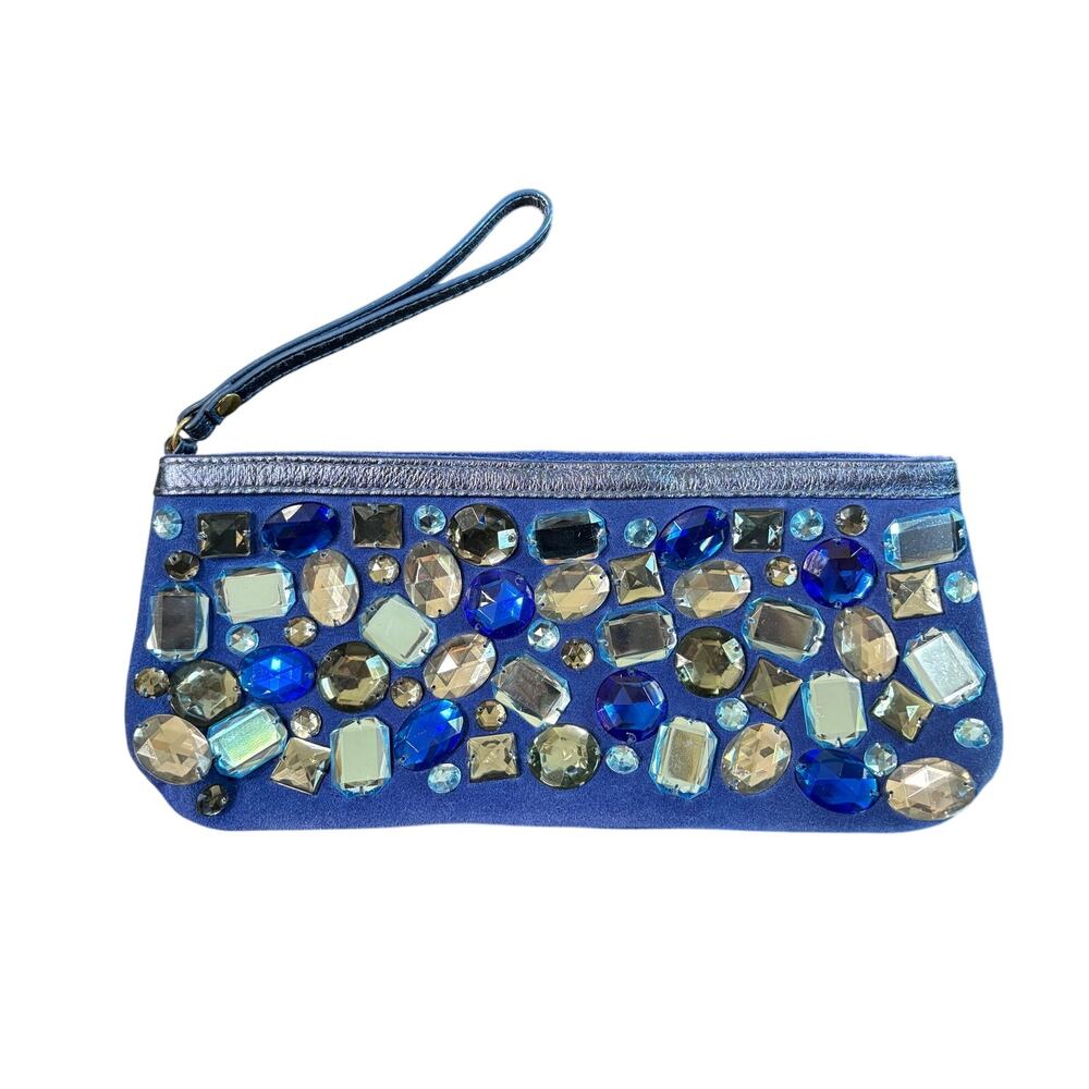 Arden B Y2K Gemstone Royal blue Clutch purse 10.5x4.5" wristlet- club evening